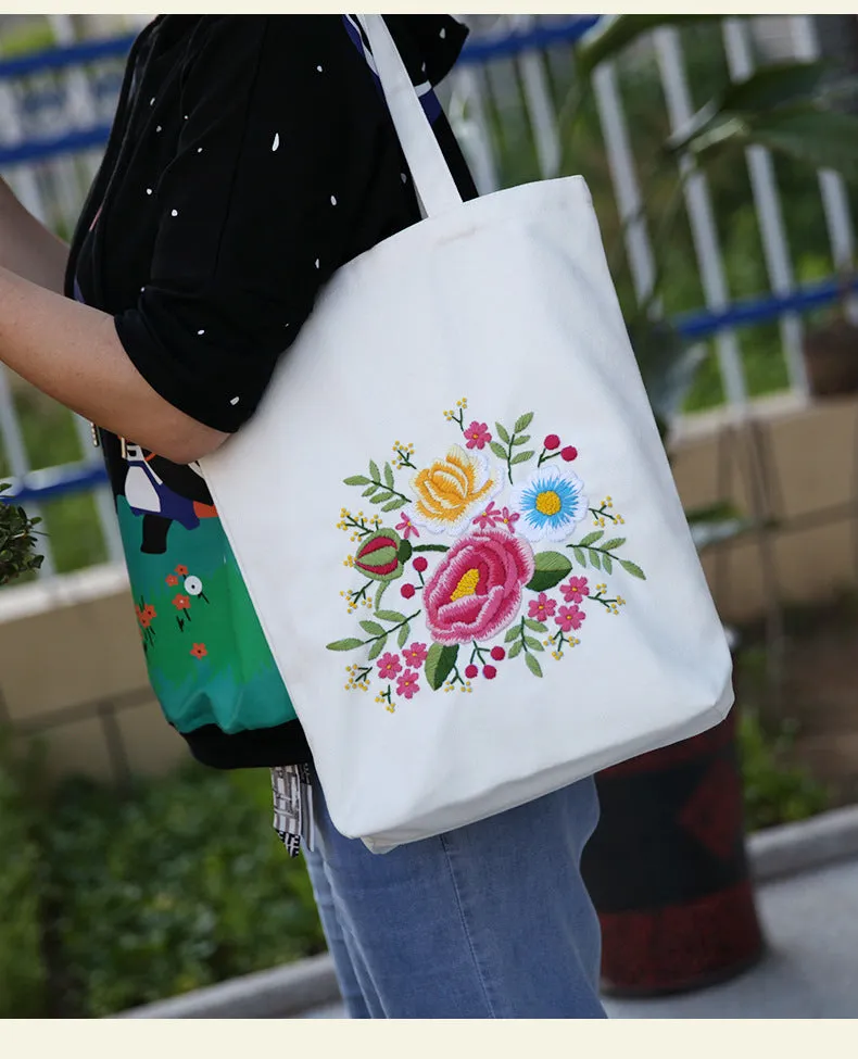 Embroidered Diy Tote Bag Shoulder Bag Couple Canvas Bag