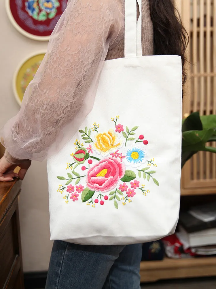 Embroidered Diy Tote Bag Shoulder Bag Couple Canvas Bag