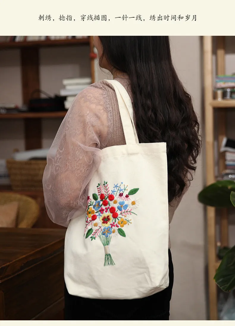 Embroidered Diy Tote Bag Shoulder Bag Couple Canvas Bag