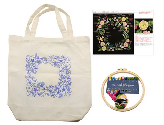 Embroidered Diy Tote Bag Shoulder Bag Couple Canvas Bag