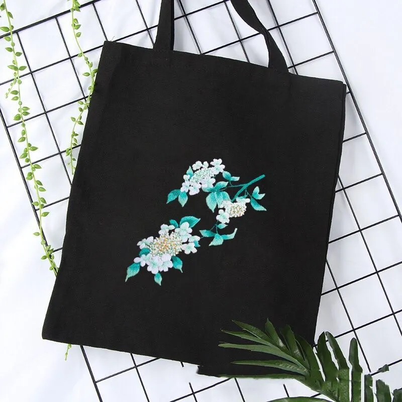 Embroidery Canvas Bag Kit DIY Adult Handmade Beginner Material Bag Flower