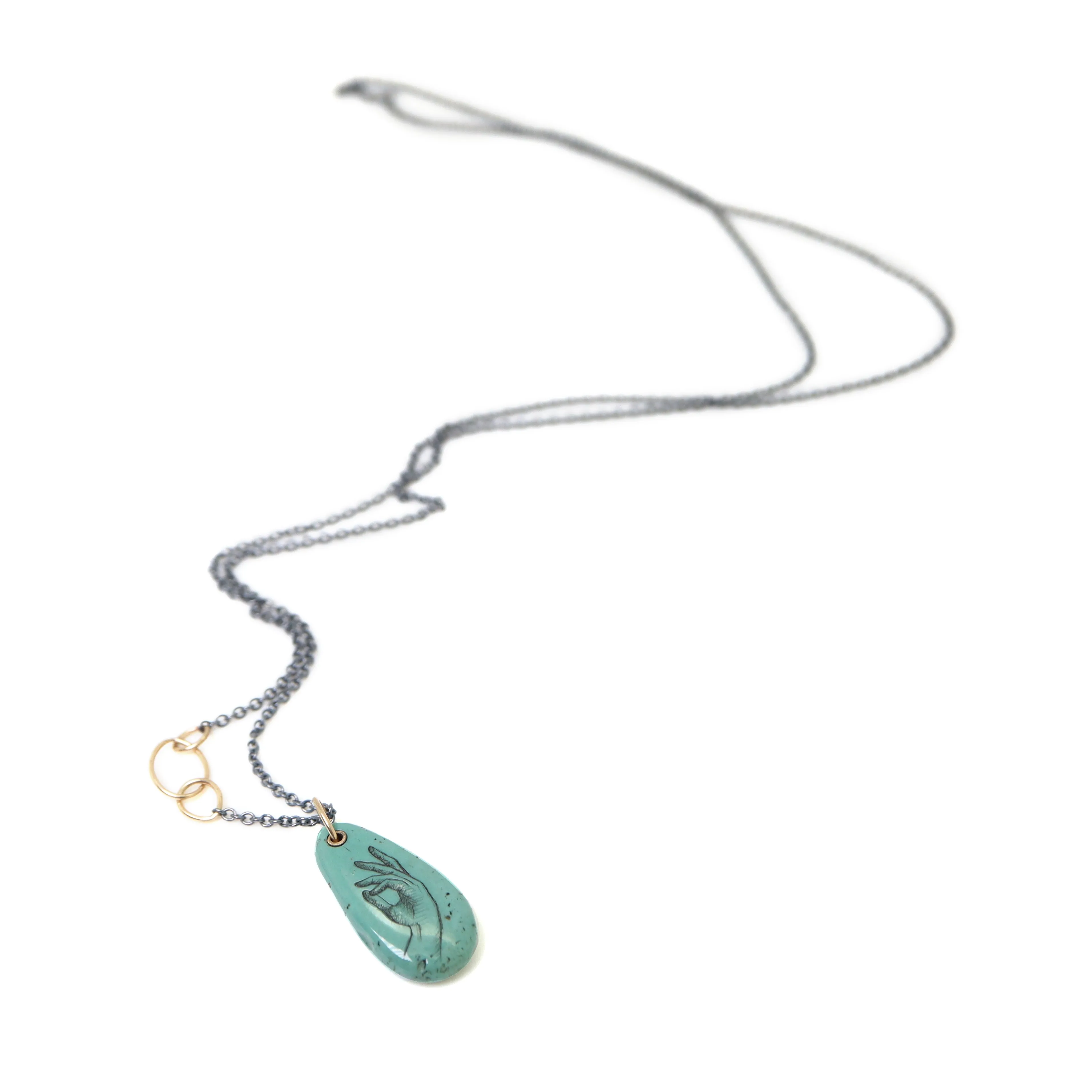 Ephemera's Touch Kingman Turquoise Scrimshaw Necklace