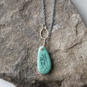 Ephemera's Touch Kingman Turquoise Scrimshaw Necklace