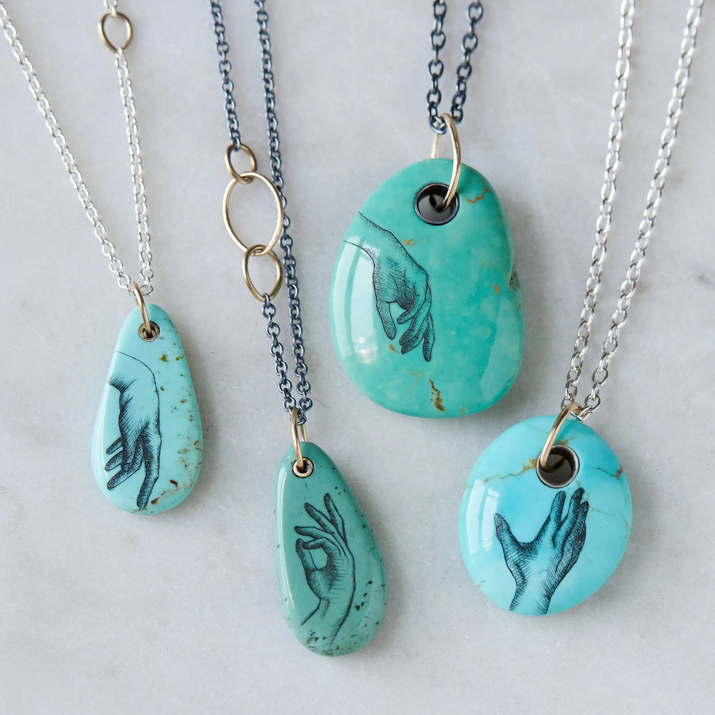 Ephemera's Touch Kingman Turquoise Scrimshaw Necklace