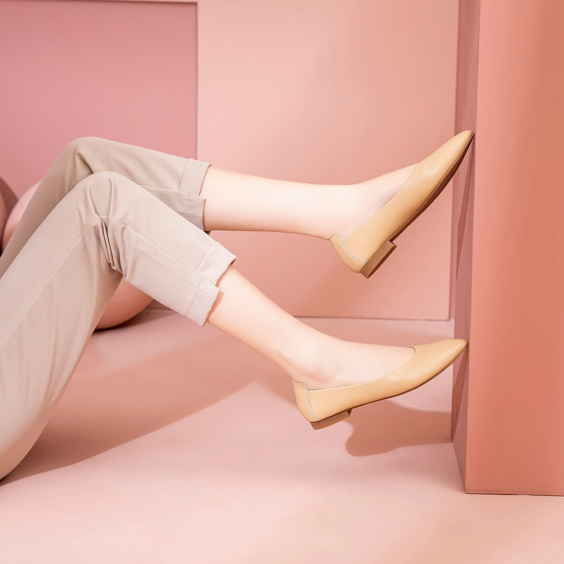 Extremely Soft Flats Shoes, Light Beige
