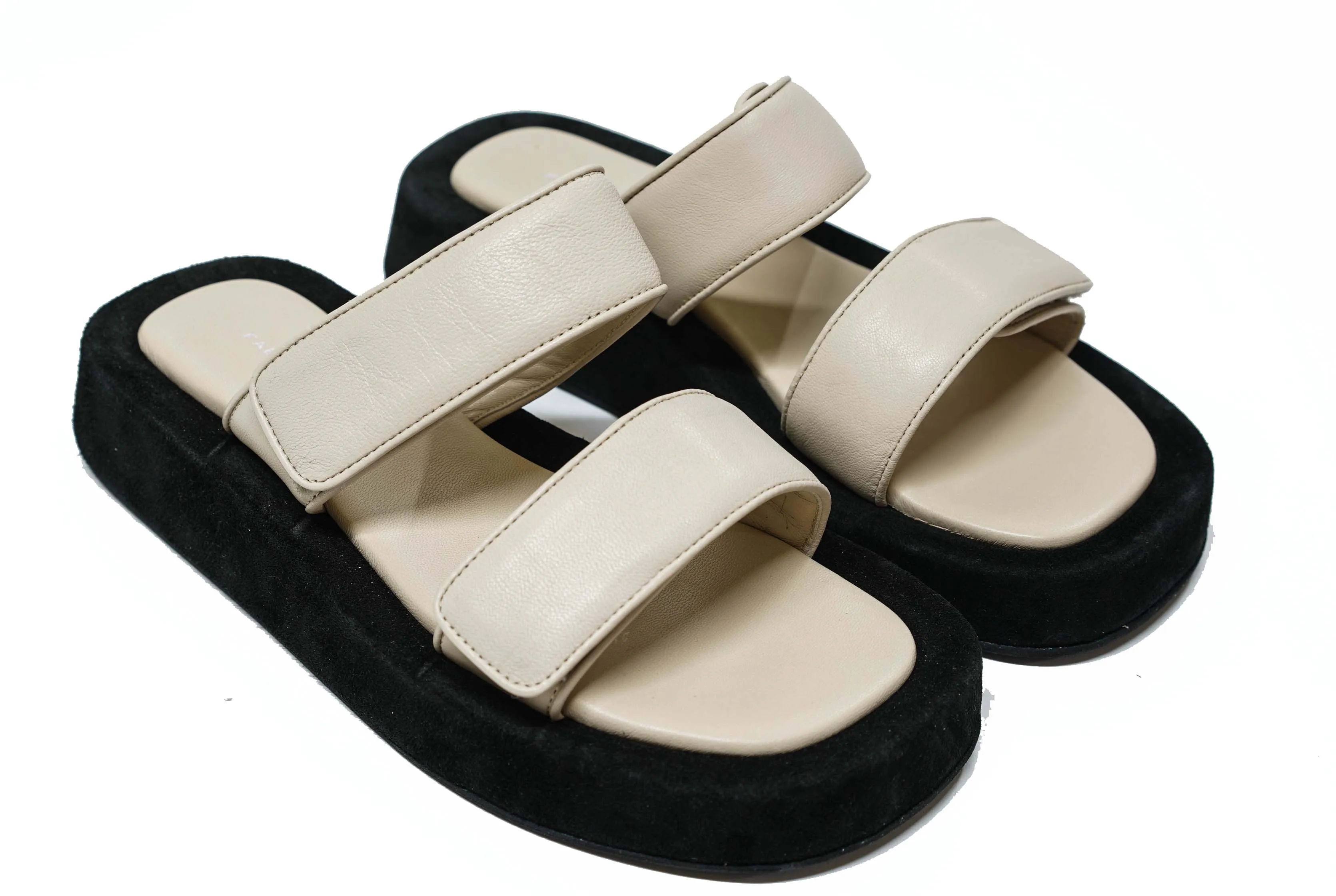 Fabio Rusconi Women’s Cream Leather & Suede Velcro Flats Mila