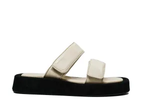 Fabio Rusconi Women’s Cream Leather & Suede Velcro Flats Mila