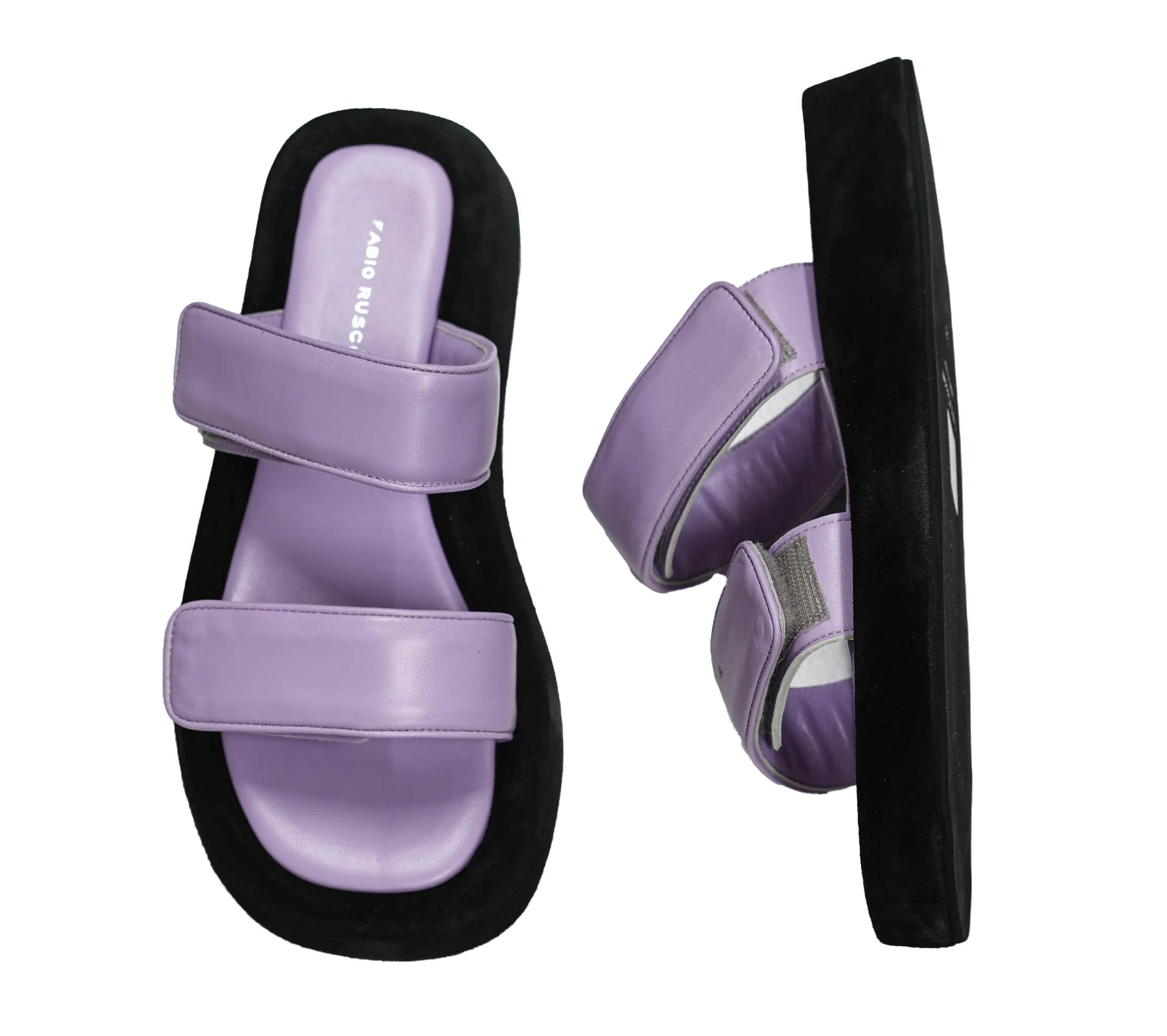 Fabio Rusconi Women’s Lavendar Leather & Suede Velcro Slide HELGA