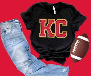 Faux Embroidery KC Letters Black Tee