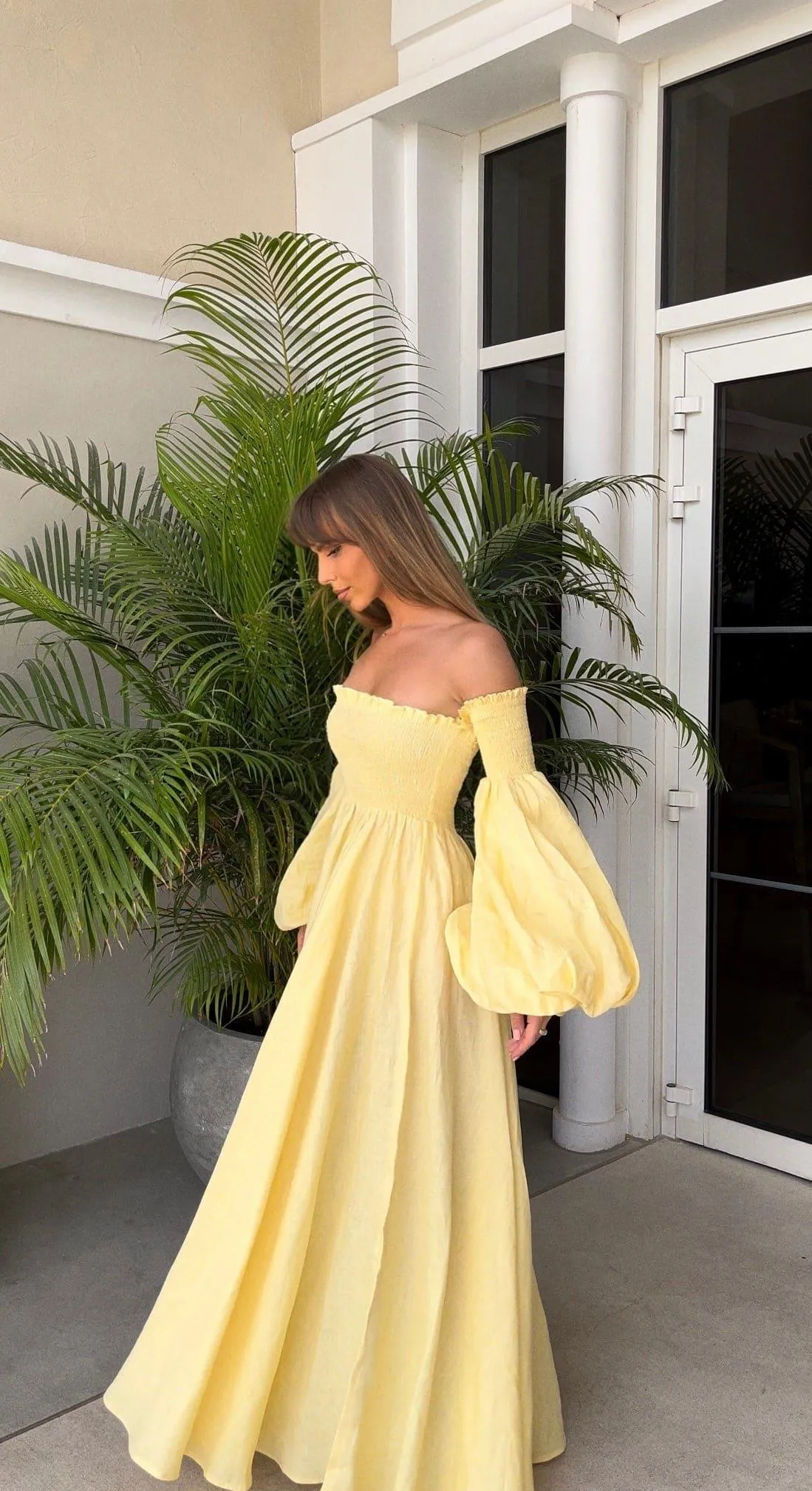 Faye LINEN Maxi Dress - yellow