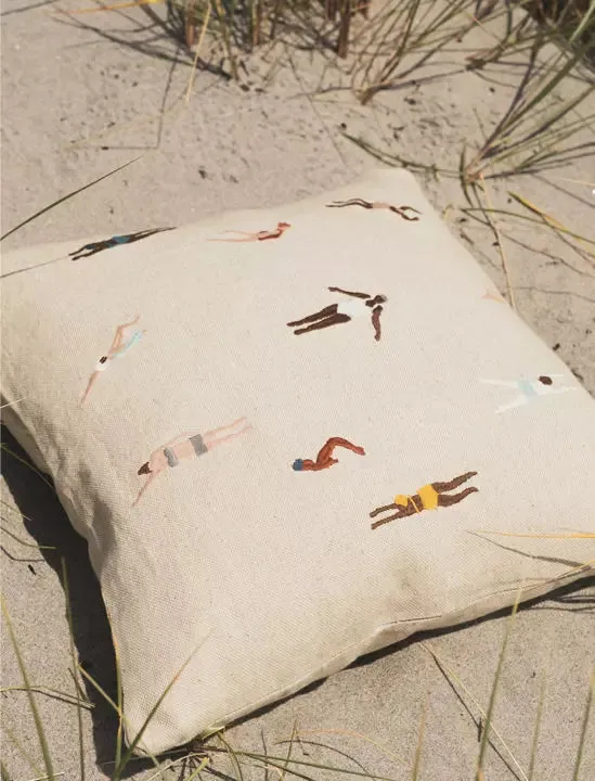 Fine Little Day Swimmers Embroidered Cushion
