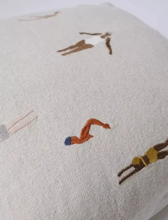 Fine Little Day Swimmers Embroidered Cushion