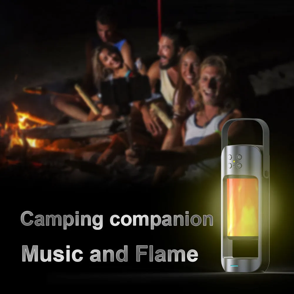 Flame Lights TF Card Deep Bass Bluetooth Loudspeaker U Disk HIFI 3D Stereo Multifunction Aux Support Night Lamp Wireless Charger Bluetooth Speaker  As shown