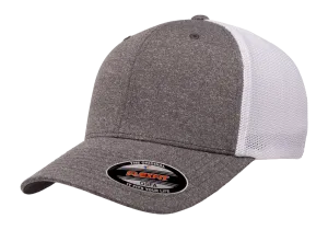 FLEXFIT® Melange Trucker Cap Dark Heather/White