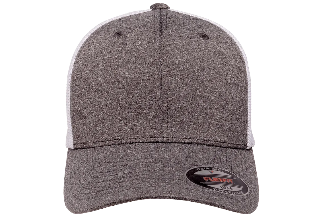 FLEXFIT® Melange Trucker Cap Dark Heather/White