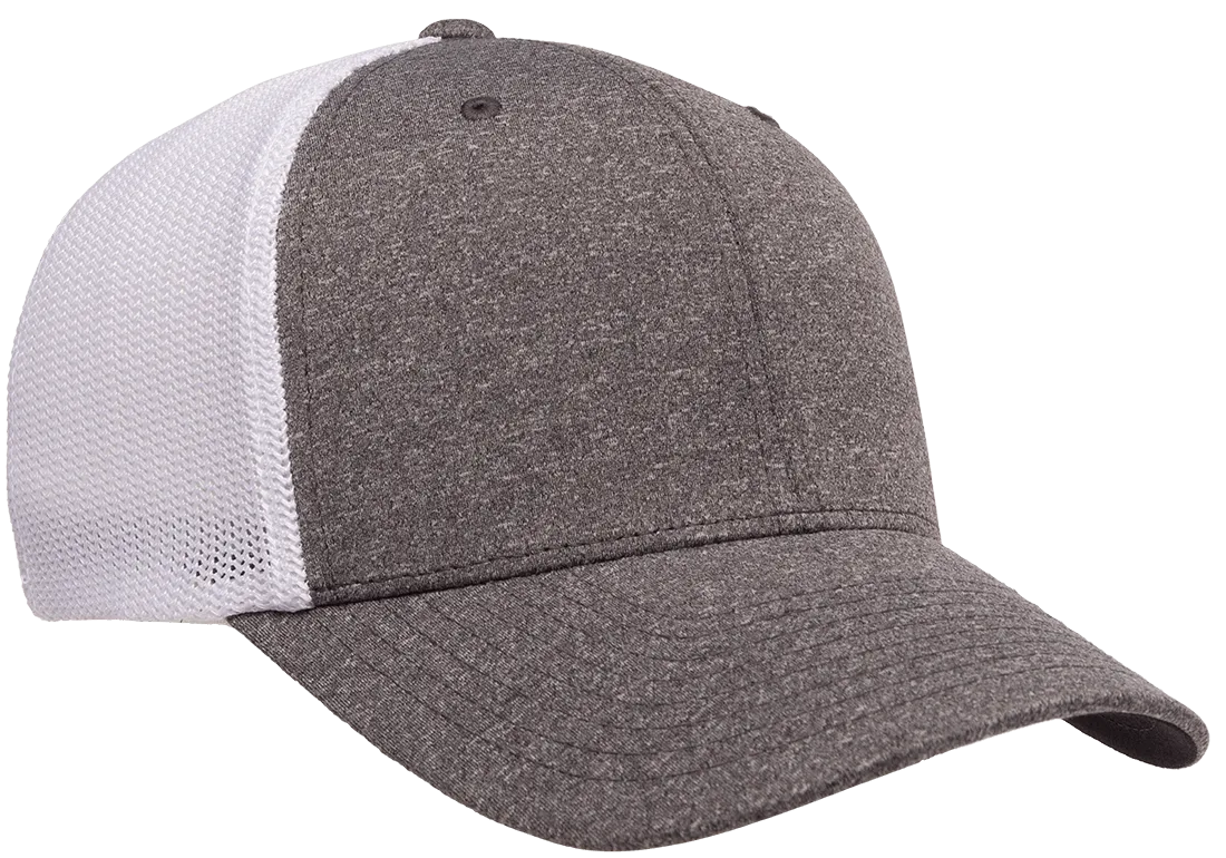 FLEXFIT® Melange Trucker Cap Dark Heather/White