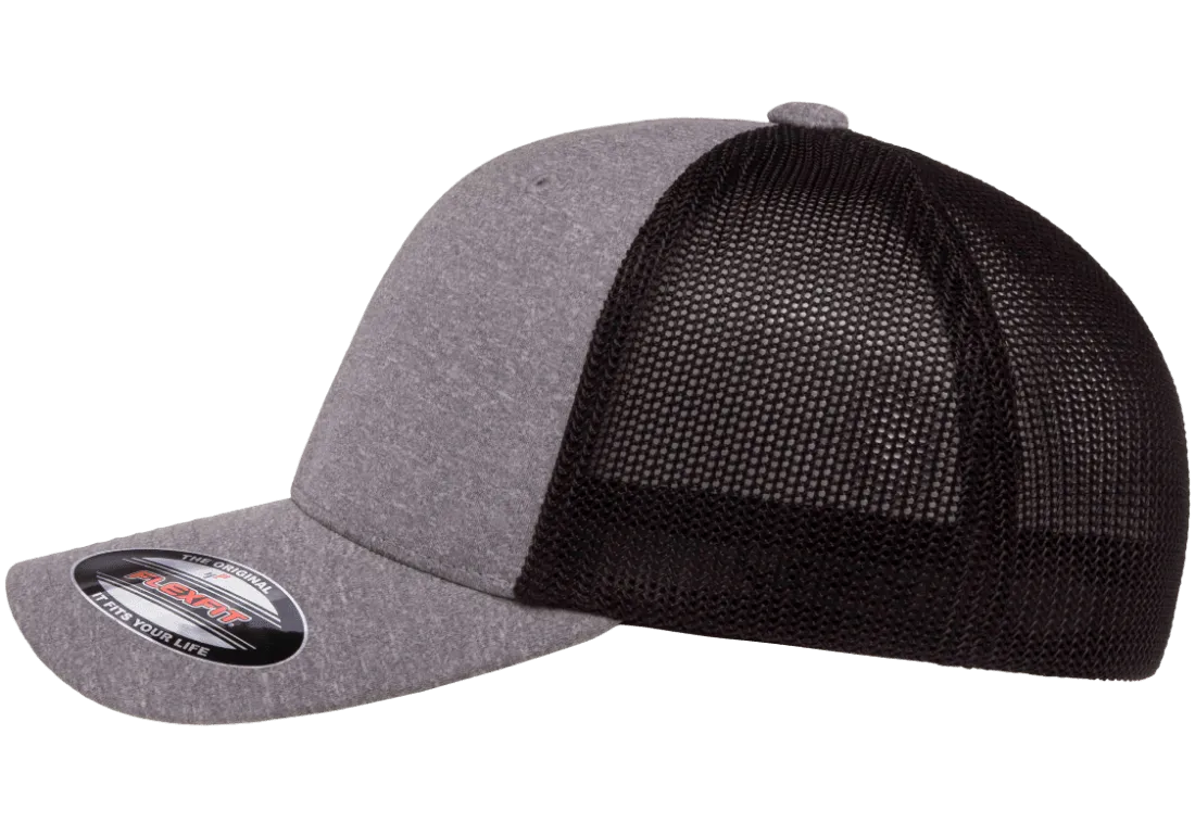 FLEXFIT® Melange Trucker Cap Heather/Black