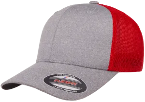 FLEXFIT® Melange Trucker Cap Heather/Red