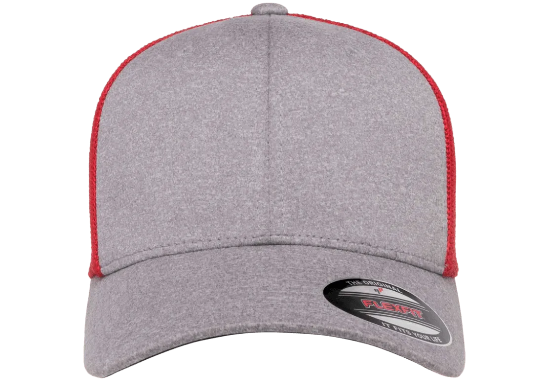FLEXFIT® Melange Trucker Cap Heather/Red