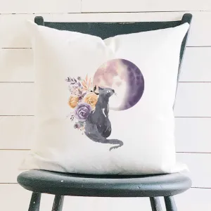 Floral Black Cat - Square Canvas Pillow