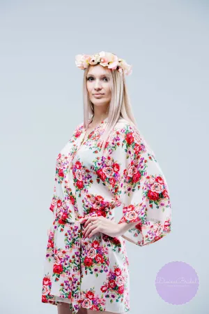 Floral Cotton Robes, Robes for Bridesmaids, Getting Ready Robes, Wedding Robes, Set of  Bridesmaid Robes, Bridesmaids Gifts, Kimono