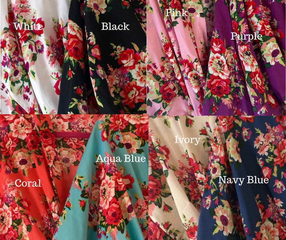 Floral Cotton Robes, Robes for Bridesmaids, Getting Ready Robes, Wedding Robes, Set of  Bridesmaid Robes, Bridesmaids Gifts, Kimono