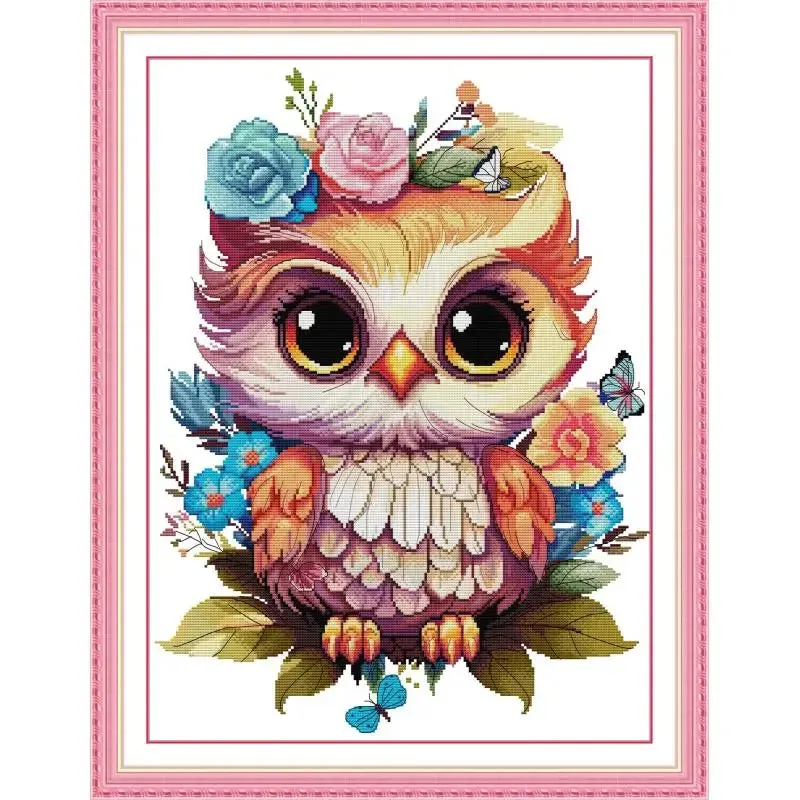 Flowers and Owls DIY Cartoon Cross Stitch Embroidery Kits