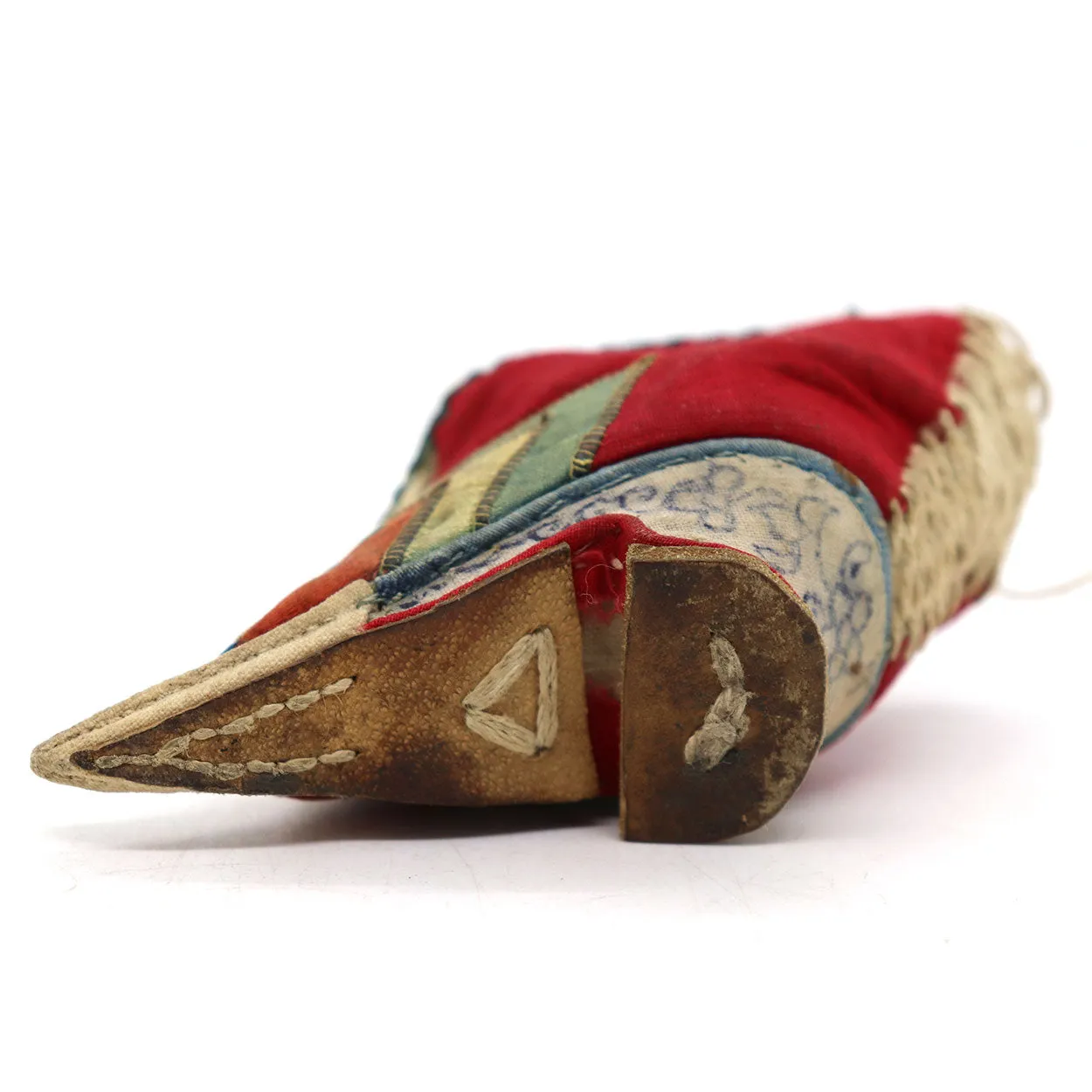 Four Chinese Embroidered Silk Fabric Bound Foot Lotus Shoes and Slipper