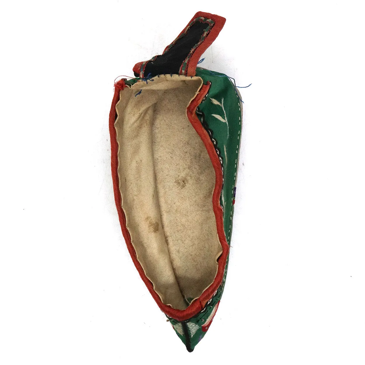Four Chinese Embroidered Silk Fabric Bound Foot Lotus Shoes and Slipper
