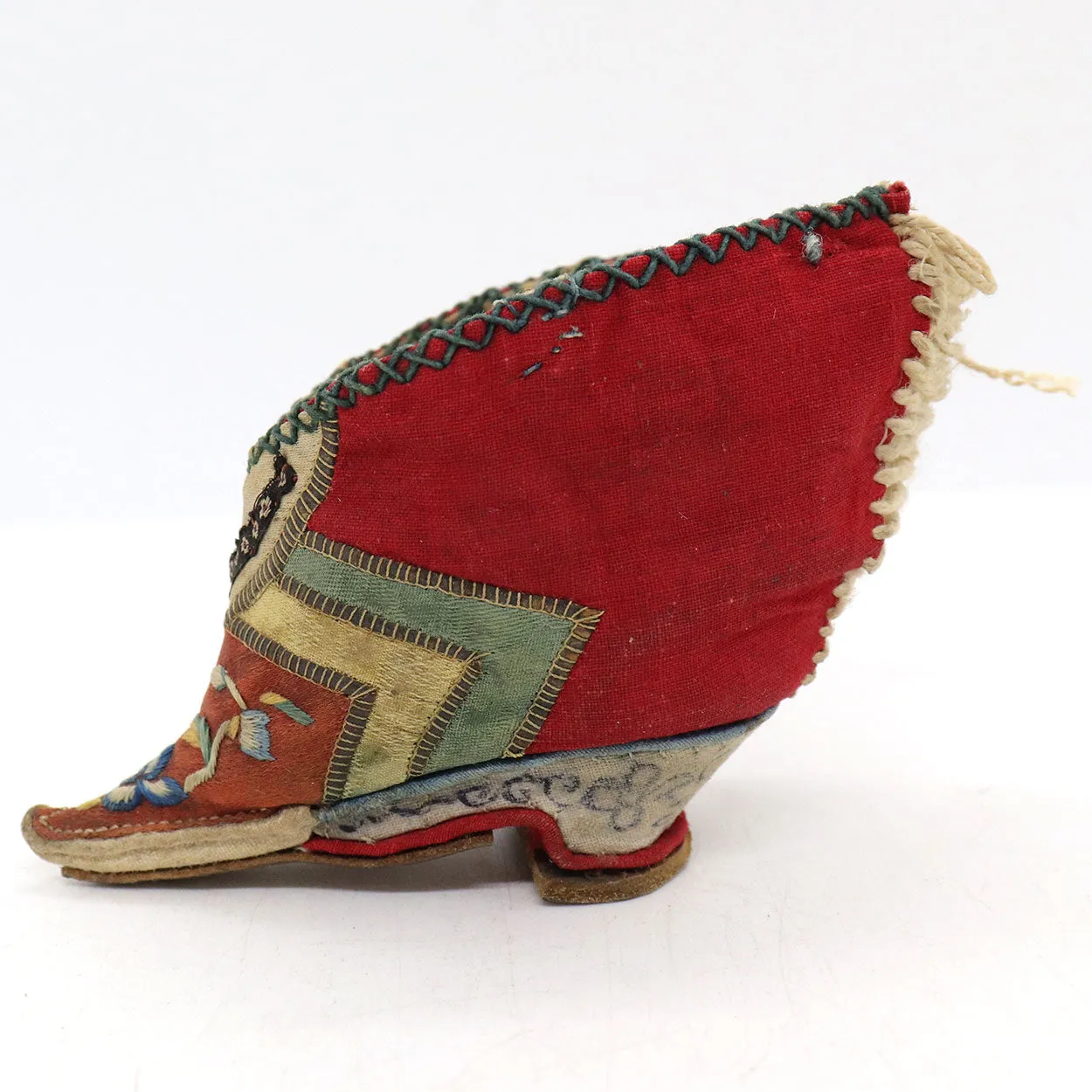 Four Chinese Embroidered Silk Fabric Bound Foot Lotus Shoes and Slipper