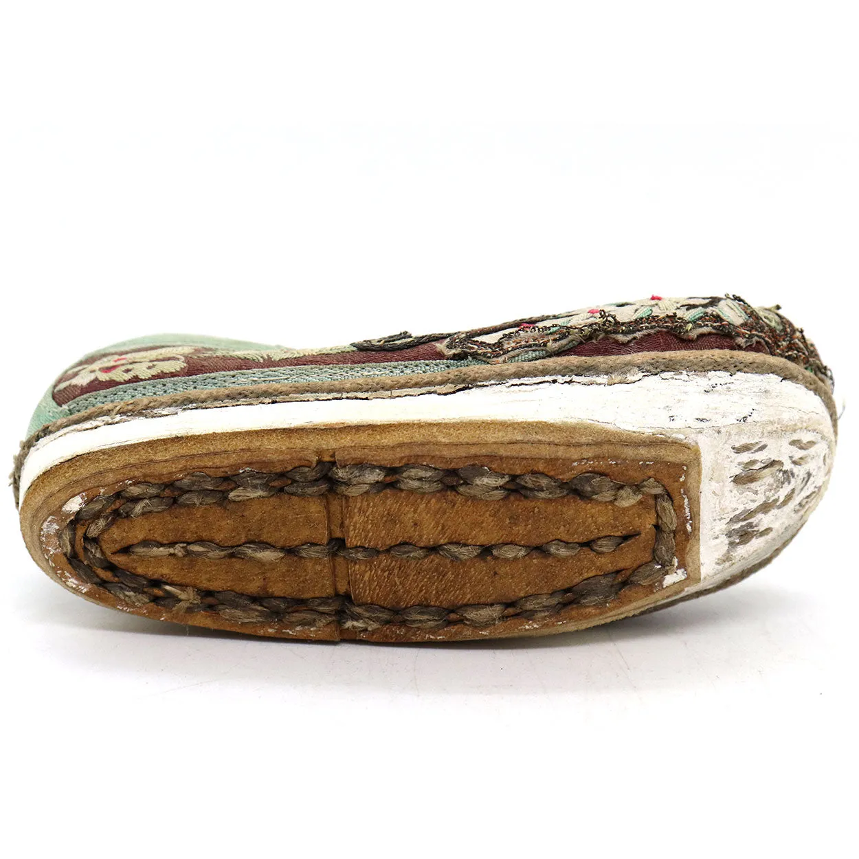 Four Chinese Embroidered Silk Fabric Bound Foot Lotus Shoes and Slipper