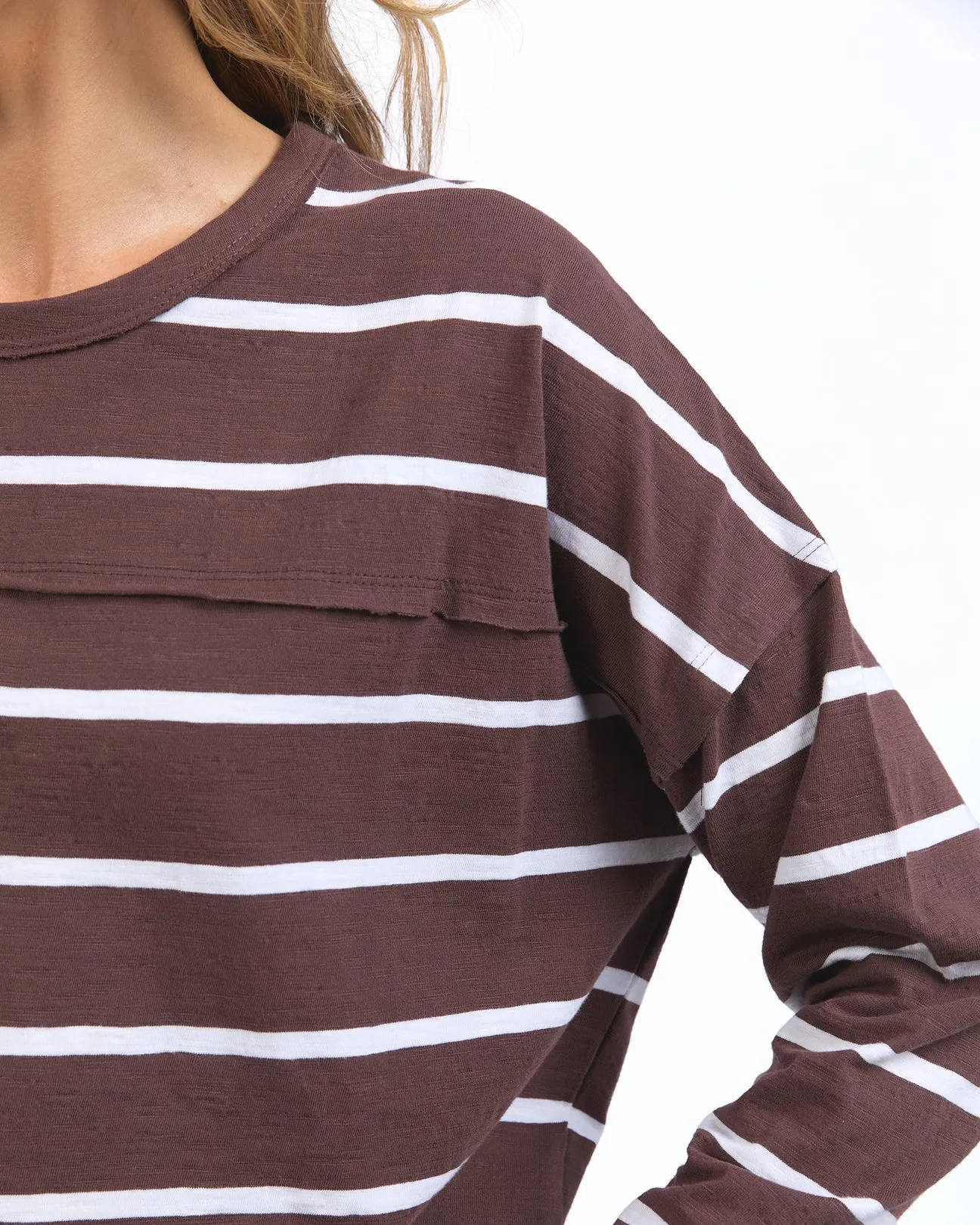 Foxwood Jayne Stripe Throw On Top - Chocolate/White Stripe