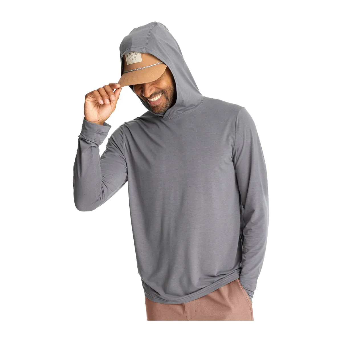 Free Fly TS Logo Elevate Lightweight Hoodie Smoke