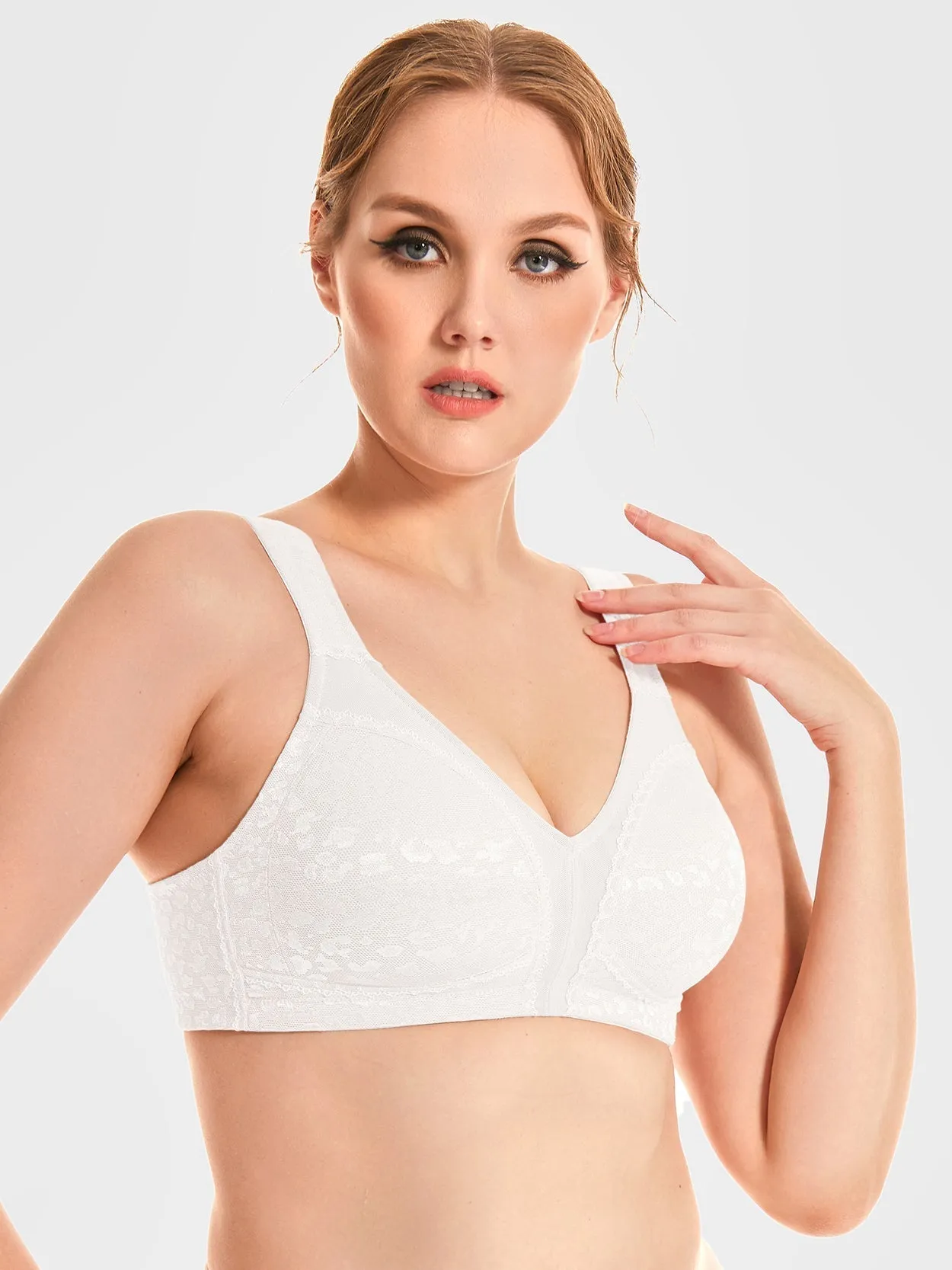 Full Coverage Large Bust Non-Padded Sports Minimizer Bra White