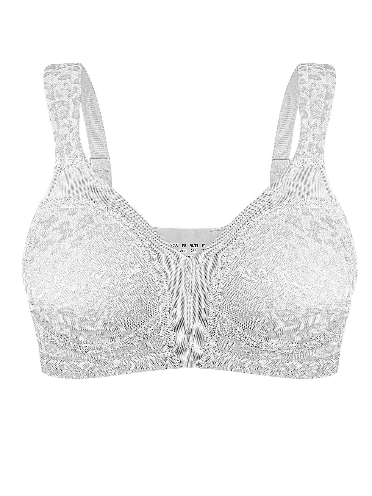 Full Coverage Large Bust Non-Padded Sports Minimizer Bra White