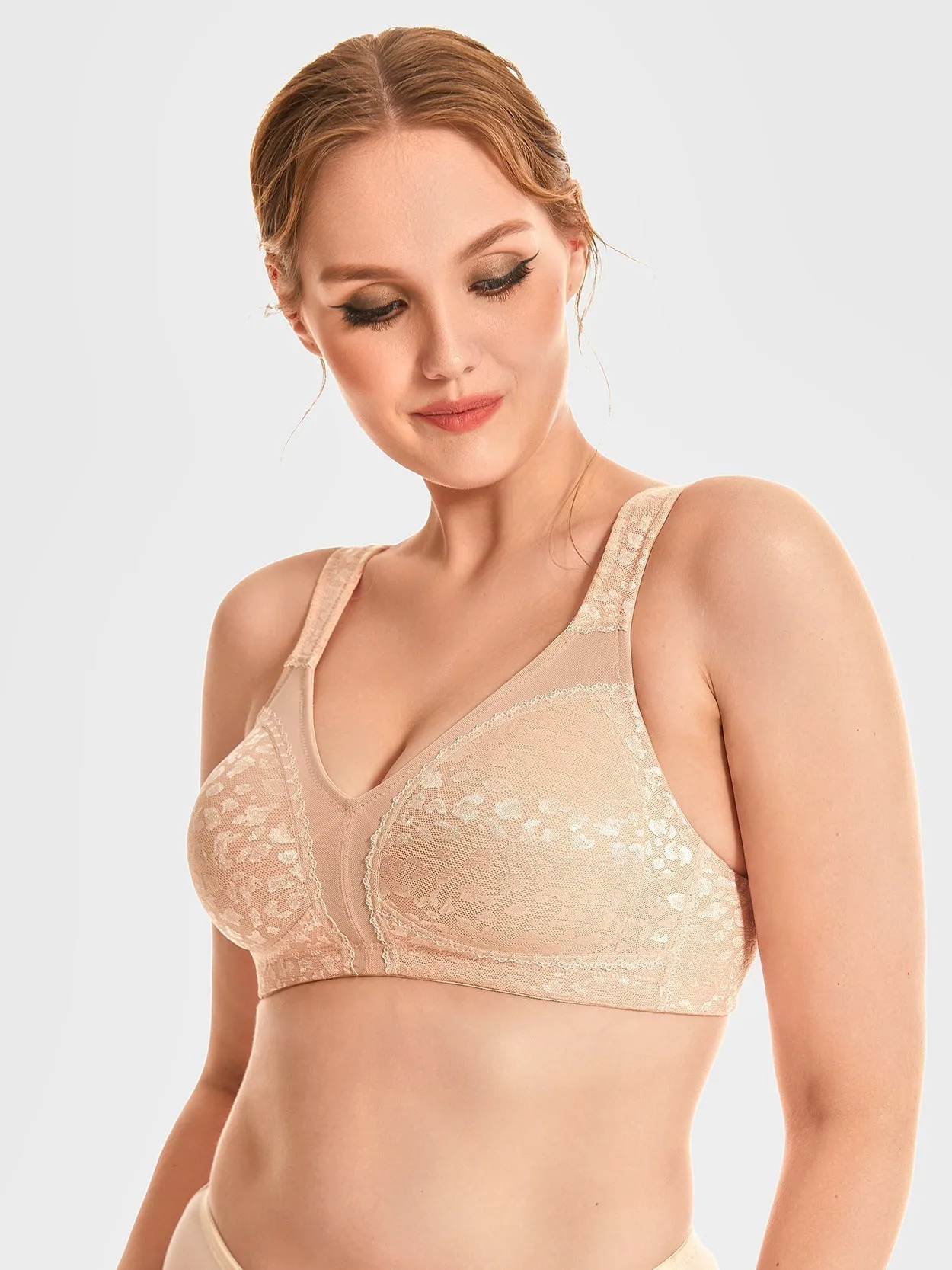 Full Coverage Minimizer Bra Wirefree Non Padded Pink Nude
