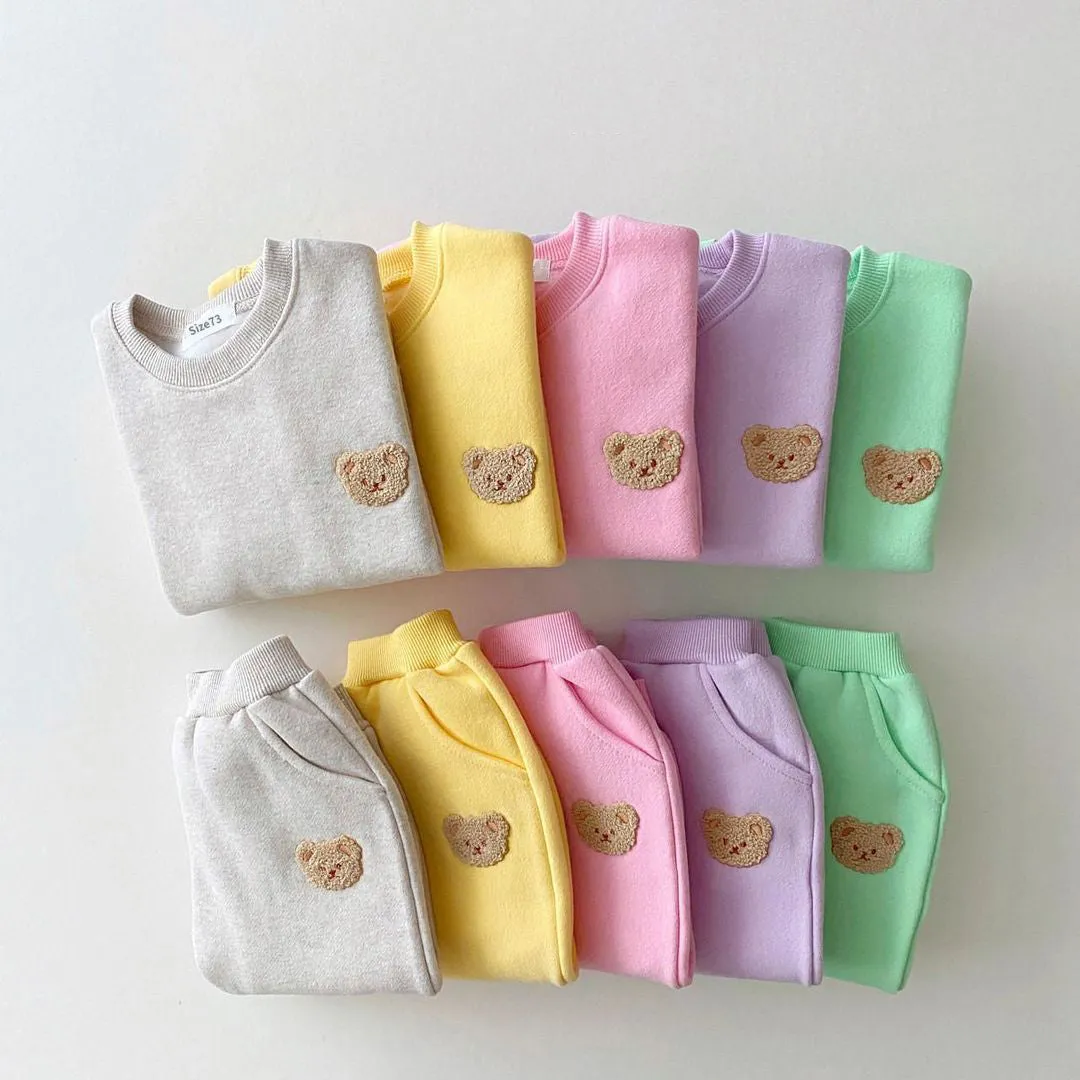 Fuzzy Bear Embroidery Tracksuit