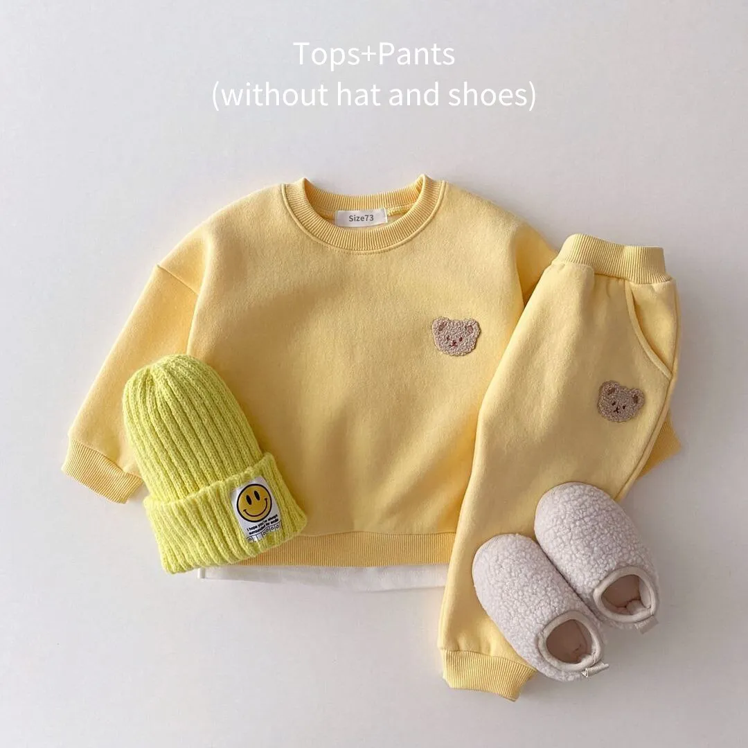 Fuzzy Bear Embroidery Tracksuit