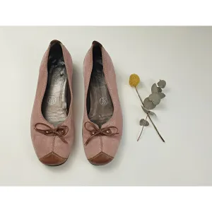 Gabor Pink suede leather flats with brown leather accents size 37