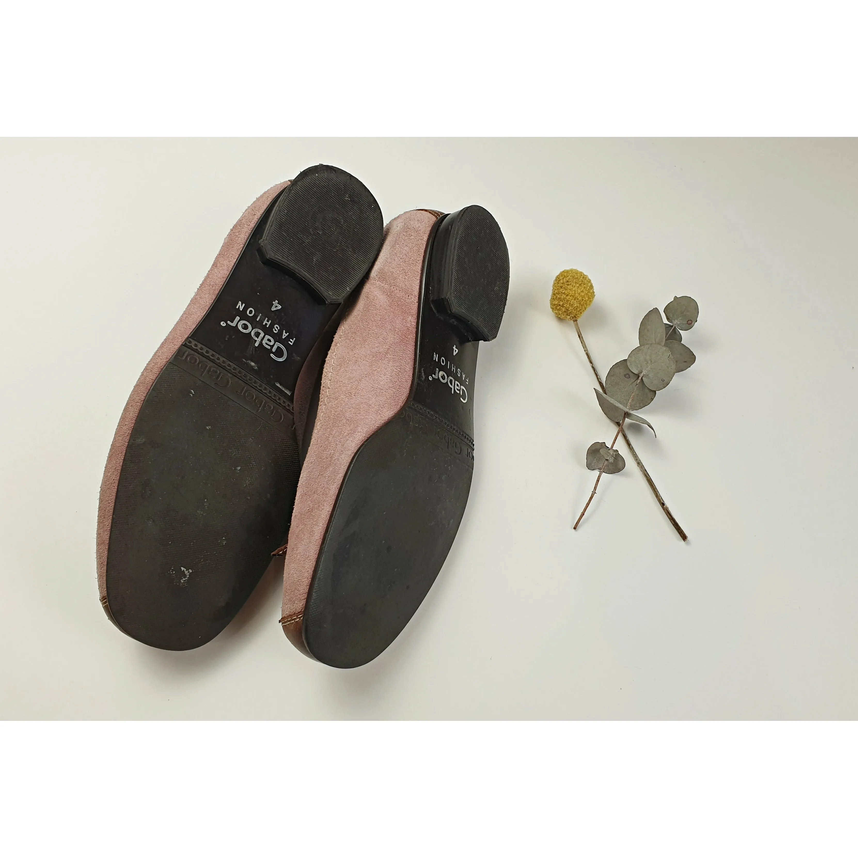 Gabor Pink suede leather flats with brown leather accents size 37