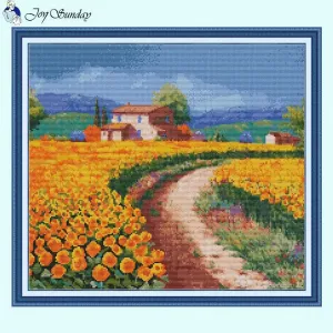 Garden Cottage Floral Cross Stitch Embroidery Kits