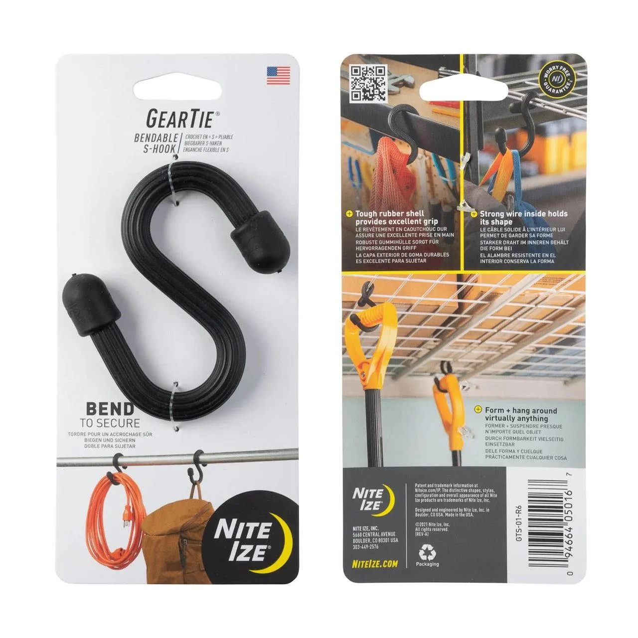 Gear Tie Bendable S-Hook - black