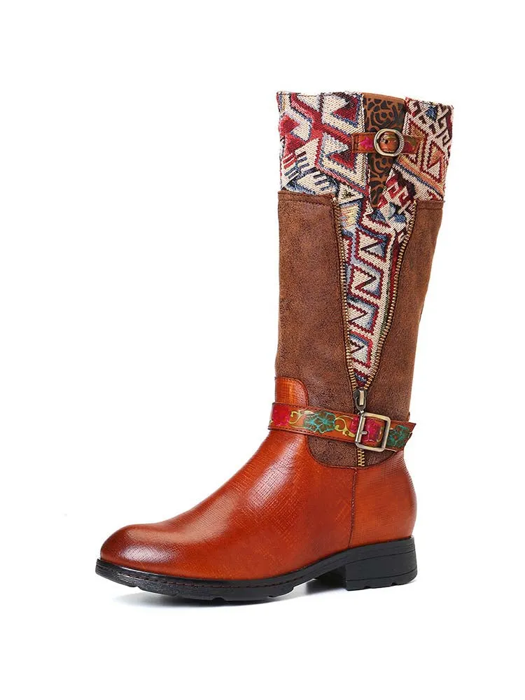 Geometric Patterns Embroidered Handmade Retro Boots