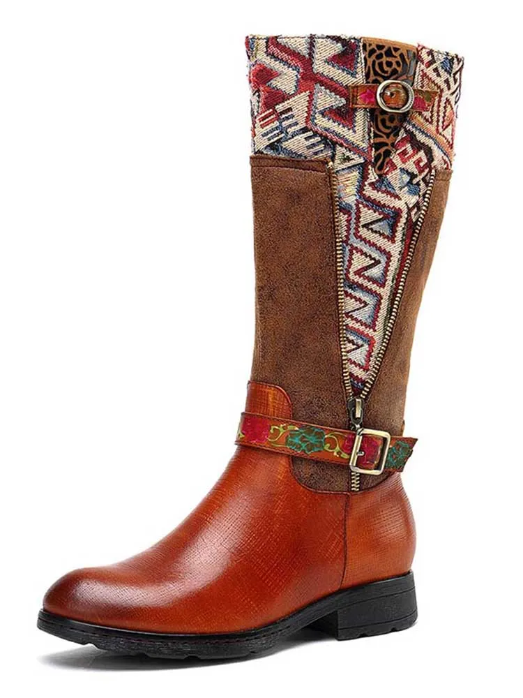 Geometric Patterns Embroidered Handmade Retro Boots