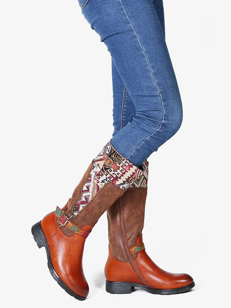 Geometric Patterns Embroidered Handmade Retro Boots