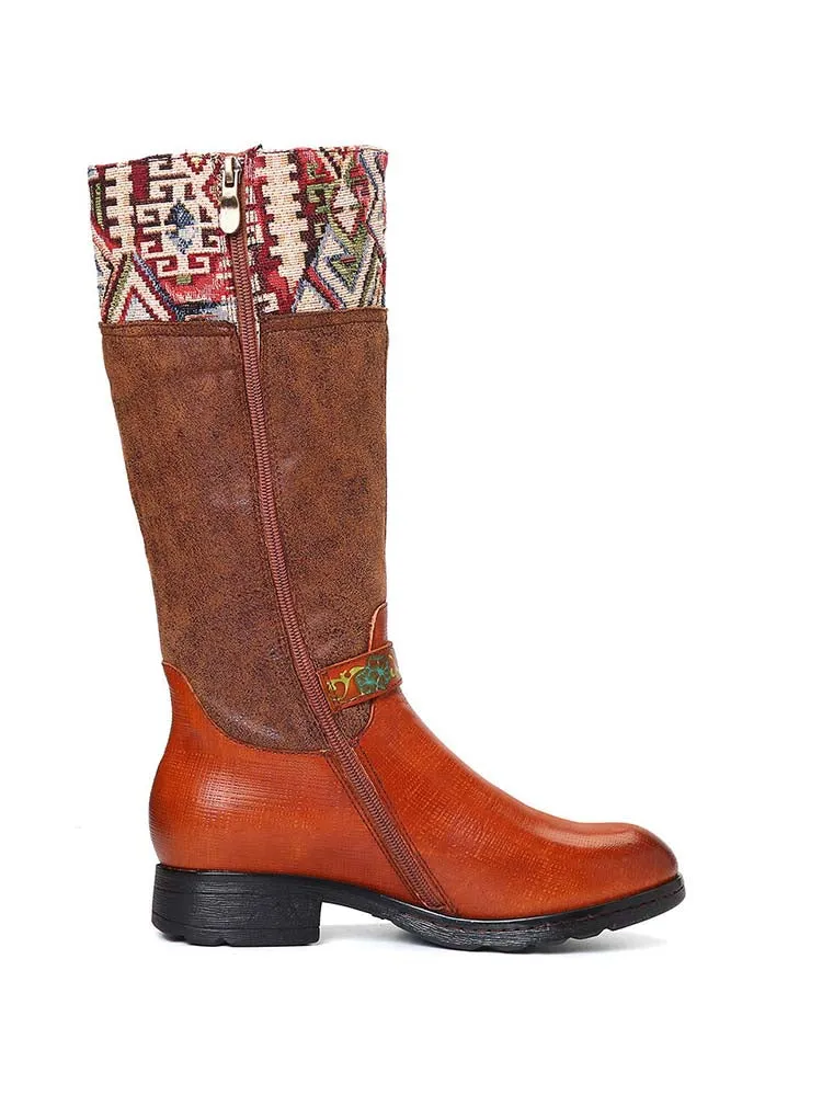 Geometric Patterns Embroidered Handmade Retro Boots