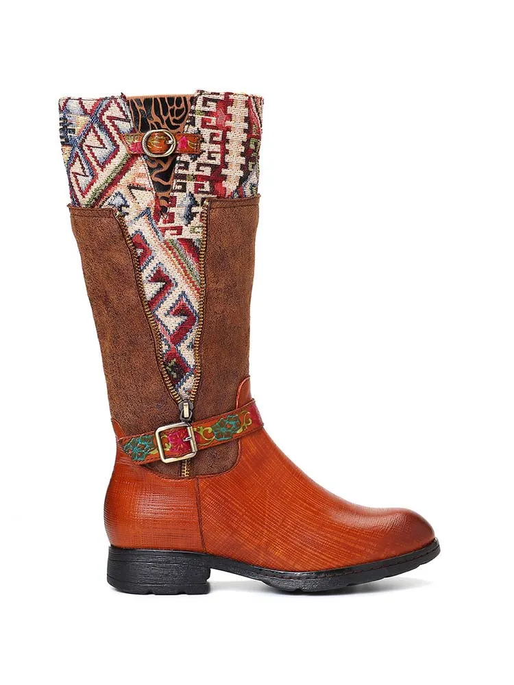 Geometric Patterns Embroidered Handmade Retro Boots