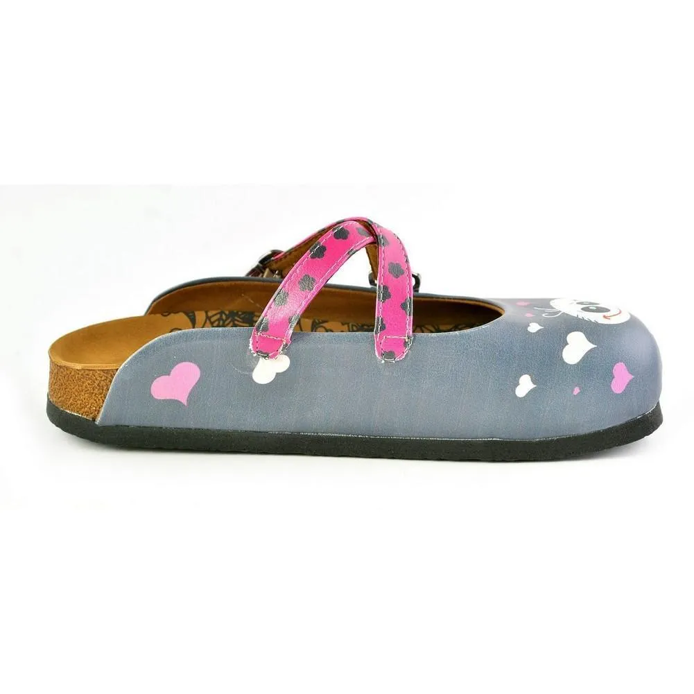 Grey and Pink Love, Cute Alien Patterned Clogs - WCAL167