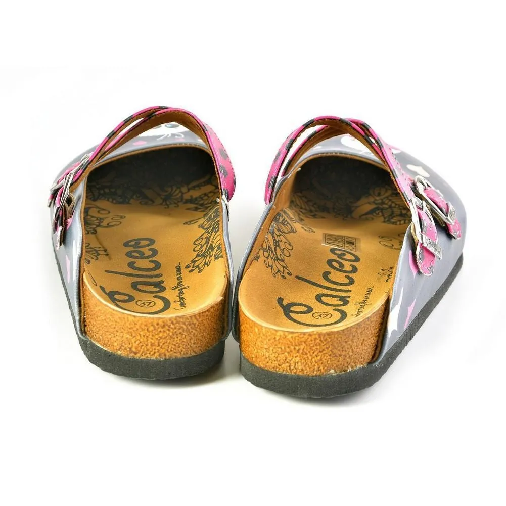 Grey and Pink Love, Cute Alien Patterned Clogs - WCAL167