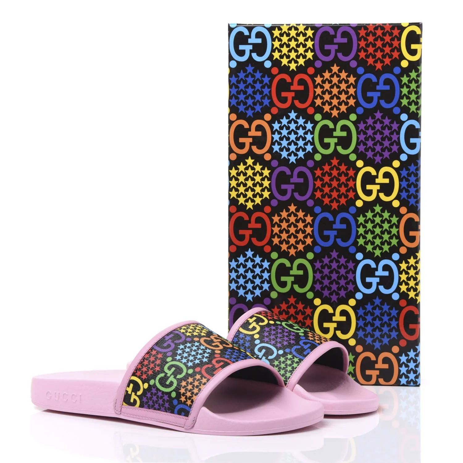 Gucci GG Psychedelic Slide Sandals in Pink